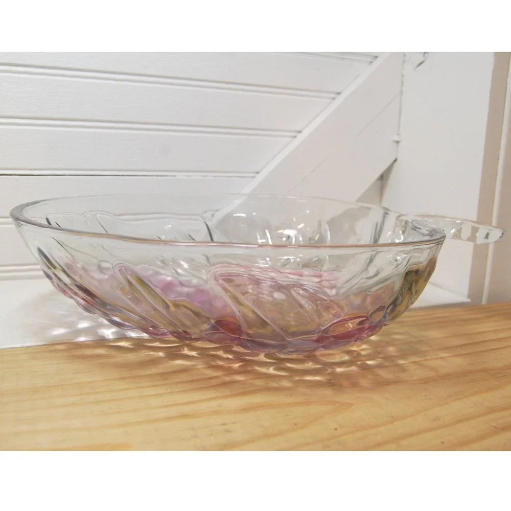 Vintage Indiana Glass bowl Grape cluster design‎ & colors Fruit salad candy dish